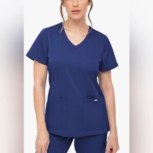 Soulful Scrubs Women Scrubs Top V-Neck Regular fit - Navy Blue